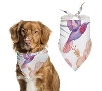 Dog Bandanas Hummingbird And Pink Hibiscus Flowers Dog Scarf Bib Kerchief For Pets Large: 70 * 30 CM