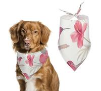 Dog Bandanas Hummingbird And Pink Hibiscus Flowers Dog Scarf Bib Kerchief For Pets Large: 70 * 30 CM