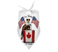 Dog Bandanas I'm Moving to Canada Eagle with Flags Suitcase Puppy Pet V-Neck Bibs Scarf Triangle Adjustable Kerchief Accessories for Small Medium Large Puppy Cat