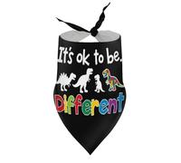 Dog Bandanas It's Ok to Be Different Inspirational Dinosaur Puppy Pet V-Neck Bibs Scarf Triangle Adjustable Kerchief Accessories for Small Medium Large Puppy Cat