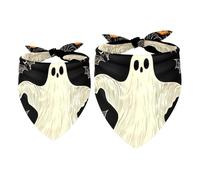 Dog Bandanas Kerchief Cute Large Small (Pack of 2), Specter Welcome Pattern Fashion Breathable Adjustable Triangle Scarves for Medium Large Dogs Girl Boy Pets