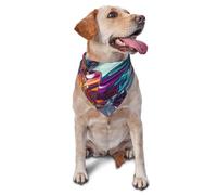 Dog Bandanas, Liquid splashing, rocket spacecraft Full Print Pet Scarf, Adjustable Breathable Bandana for Small Medium Large Dogs, Independence Day Costume Accessory