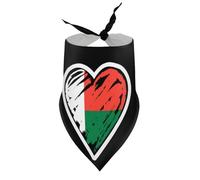 Dog Bandanas Madagascar Madagascan Flag Heart Puppy Pet V-Neck Bibs Scarf Triangle Adjustable Kerchief Accessories for Small Medium Large Puppy Cat
