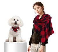 Dog Bandanas Matching Owner Scarf Buffalo Plaid Dog Bandana Bibs with Tartan Scarves Shawl for Small Medium Dogs Mom Outfit Gifts Red Black