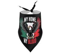 Dog Bandanas My Home My Blood Mexican Eagle Flag Puppy Pet V-Neck Bibs Scarf Triangle Adjustable Kerchief Accessories for Small Medium Large Puppy Cat