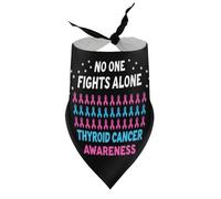 Dog Bandanas No One Fights Alone Thyroid Cancer Awareness Puppy Pet V-Neck Bibs Scarf Triangle Adjustable Kerchief Accessories for Small Medium Large Puppy Cat