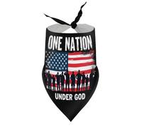 Dog Bandanas One Nation Under God America Flag Puppy Pet V-Neck Bibs Scarf Triangle Adjustable Kerchief Accessories for Small Medium Large Puppy Cat