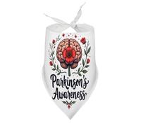 Dog Bandanas Parkinson's Awareness Brain with Flowers 1 Puppy Pet V-Neck Bibs Scarf Triangle Adjustable Kerchief Accessories for Small Medium Large Puppy Cat