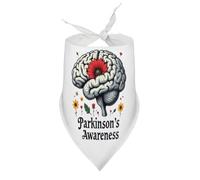 Dog Bandanas Parkinson's Awareness Brain with Flowers Puppy Pet V-Neck Bibs Scarf Triangle Adjustable Kerchief Accessories for Small Medium Large Puppy Cat