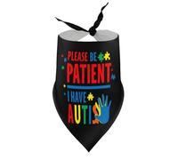Dog Bandanas Please Be Patient I Have Autism Awareness Puppy Pet V-Neck Bibs Scarf Triangle Adjustable Kerchief Accessories for Small Medium Large Puppy Cat