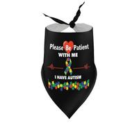 Dog Bandanas Please Be Patient with Me I Have Autism Awareness Puppy Pet V-Neck Bibs Scarf Triangle Adjustable Kerchief Accessories for Small Medium Large Puppy Cat