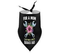 Dog Bandanas Pretty Badass Dad Funny Parenting Puppy Pet V-Neck Bibs Scarf Triangle Adjustable Kerchief Accessories for Small Medium Large Puppy Cat