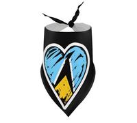 Dog Bandanas Saint Lucian Lucia Flag Heart Puppy Pet V-Neck Bibs Scarf Triangle Adjustable Kerchief Accessories for Small Medium Large Puppy Cat