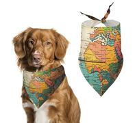 Dog Bandanas Scarf Washable Pet Kerchiefs Adjustable Ancient World Globe Triangle Bibs Puppy Accessories for Small Medium Large Dogs Cats Costume Supply Birthday