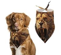 Dog Bandanas Scarf Washable Pet Kerchiefs Adjustable Angry Roaring Lion Triangle Bibs Puppy Accessories for Small Medium Large Dogs Cats Costume Supply Birthday