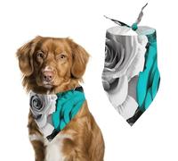 Dog Bandanas Scarf Washable Pet Kerchiefs Adjustable Black Gray Rose Flowers Triangle Bibs Puppy Accessories for Small Medium Large Dogs Cats Costume Supply Birthday