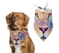 Dog Bandanas Scarf Washable Pet Kerchiefs Adjustable Colorful Lion Painting Triangle Bibs Puppy Accessories for Small Medium Large Dogs Cats Costume Supply Birthday