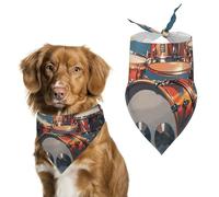 Dog Bandanas Scarf Washable Pet Kerchiefs Adjustable Cool Drum Set Triangle Bibs Puppy Accessories for Small Medium Large Dogs Cats Costume Supply Birthday
