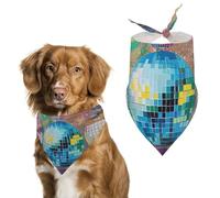 Dog Bandanas Scarf Washable Pet Kerchiefs Adjustable Disco Ball Pattern Triangle Bibs Puppy Accessories for Small Medium Large Dogs Cats Costume Supply Birthday