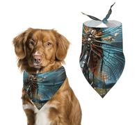 Dog Bandanas Scarf Washable Pet Kerchiefs Adjustable Dragonfly Flying On The Pond Triangle Bibs Puppy Accessories for Small Medium Large Dogs Cats Costume Supply Birthday