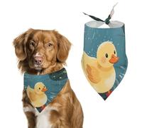 Dog Bandanas Scarf Washable Pet Kerchiefs Adjustable Duck in Rainy Pond Triangle Bibs Puppy Accessories for Small Medium Large Dogs Cats Costume Supply Birthday