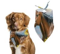 Dog Bandanas Scarf Washable Pet Kerchiefs Adjustable Horse and Sunflower Triangle Bibs Puppy Accessories for Small Medium Large Dogs Cats Costume Supply Birthday