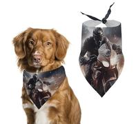 Dog Bandanas Scarf Washable Pet Kerchiefs Adjustable Man Ride A Motorcycle Triangle Bibs Puppy Accessories for Small Medium Large Dogs Cats Costume Supply Birthday