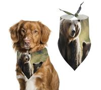 Dog Bandanas Scarf Washable Pet Kerchiefs Adjustable Mother Brown Bears Protect Cubs Triangle Bibs Puppy Accessories for Small Medium Large Dogs Cats Costume Supply Birthday