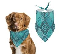 Dog Bandanas Scarf Washable Pet Kerchiefs Adjustable Teal Blue Pattern Triangle Bibs Puppy Accessories for Small Medium Large Dogs Cats Costume Supply Birthday