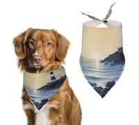 Dog Bandanas Scarf Washable Pet Kerchiefs Adjustable The Seaside Lighthouse Triangle Bibs Puppy Accessories for Small Medium Large Dogs Cats Costume Supply Birthday