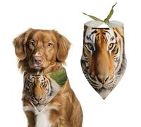 Dog Bandanas Scarf Washable Pet Kerchiefs Adjustable Tiger Lying on The Grass Triangle Bibs Puppy Accessories for Small Medium Large Dogs Cats Costume Supply Birthday