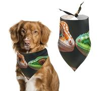 Dog Bandanas Scarf Washable Pet Kerchiefs Adjustable Two Geckos Triangle Bibs Puppy Accessories for Small Medium Large Dogs Cats Costume Supply Birthday