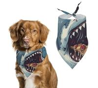 Dog Bandanas Shark Eating Pizza Dog Scarf Bib Kerchief For Pets Large: 70 * 30 CM