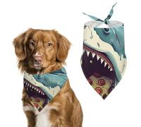 Dog Bandanas Shark Eating Pizza Dog Scarf Bib Kerchief For Pets Large: 70 * 30 CM