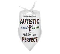 Dog Bandanas Society Says I Am Autistic God Says I Am Perfect (2) Puppy Pet V-Neck Bibs Scarf Triangle Adjustable Kerchief Accessories for Small Medium Large Puppy Cat