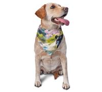 Dog Bandanas,The leopard next to the lilac flower Breathable Pet Scarf