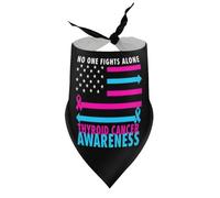 Dog Bandanas Thyroid Cancer Awareness Flag No One Fights Alone Puppy Pet V-Neck Bibs Scarf Triangle Adjustable Kerchief Accessories for Small Medium Large Puppy Cat