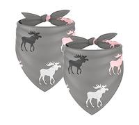 Dog Bandanas,Triangle Bibs 2 Pcs,Pet Scarf,big moose silhouette,Pet Bandana for Large Pets Dogs