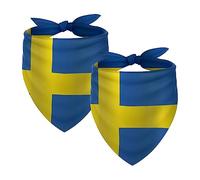 Dog Bandanas,Triangle Bibs 2 Pcs,Pet Scarf,swedish flag,Pet Bandana for Large Pets Dogs