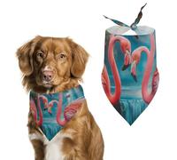 Dog Bandanas Tropical Pink Flamingos Waterfall Butterfly Dog Scarf Bib Kerchief For Pets Large: 70 * 30 CM
