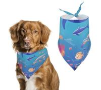 Dog Bandanas Underwater World Fish Whale Shark Dog Scarf Bib Kerchief For Pets Large: 70 * 30 CM