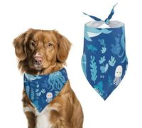 Dog Bandanas Underwater World Whale Turtle Pattern Dog Scarf Bib Kerchief For Pets Large: 70 * 30 CM