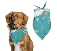 Dog Bandanas Underwater World Whale Turtle Pattern Dog Scarf Bib Kerchief For Pets Large: 70 * 30 CM