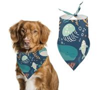 Dog Bandanas Underwater World Whale Turtle Pattern Dog Scarf Bib Kerchief For Pets Large: 70 * 30 CM