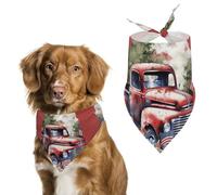 Dog Bandanas with 4th of July Patriotic Old Red Truck Printed Dog Scarf Dog Bibs Washable Polyester Handkerchief Scarf Triangle Bandana for Small Medium Large Dogs
