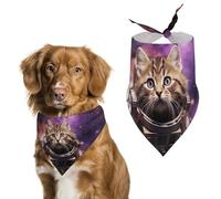 Dog Bandanas with A Cat in Outer Space Printed Dog Scarf Dog Bibs Washable Polyester Handkerchief Scarf Triangle Bandana for Small Medium Large Dogs