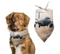 Dog Bandanas with Airplane Flying in The Air Printed Dog Scarf Dog Bibs Washable Polyester Handkerchief Scarf Triangle Bandana for Small Medium Large Dogs