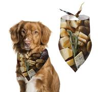 Dog Bandanas with Beautiful Cheese Board Printed Dog Scarf Dog Bibs Washable Polyester Handkerchief Scarf Triangle Bandana for Small Medium Large Dogs
