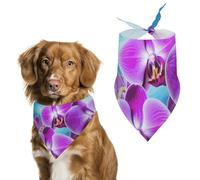 Dog Bandanas with Beautiful Orchid Printed Dog Scarf Dog Bibs Washable Polyester Handkerchief Scarf Triangle Bandana for Small Medium Large Dogs