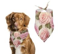 Dog Bandanas with Beauty Roses Printed Dog Scarf Dog Bibs Washable Polyester Handkerchief Scarf Triangle Bandana for Small Medium Large Dogs